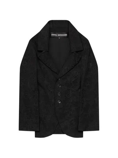 Junya Watanabe Floral Button Jacket In Black
