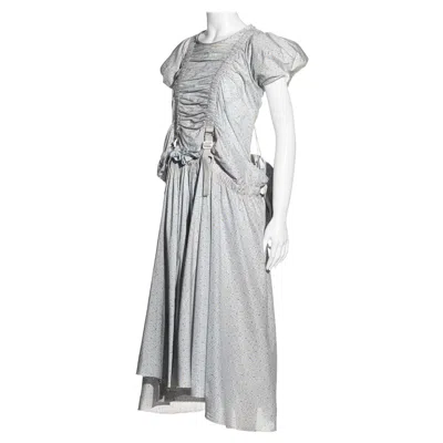 Pre-owned Junya Watanabe Floral Cotton Dress With Harness Straps And Backpack, Ss 2003 In Gray