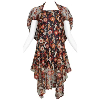 Pre-owned Junya Watanabe Floral Embroidered Dress 2011 In Brown