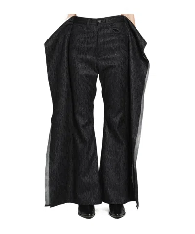 Junya Watanabe Floral Jacquard Casual Pants In Black