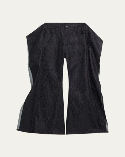 Junya Watanabe Floral Jacquard Wide-leg Pants In Blue