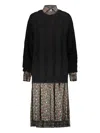 Junya Watanabe Floral Knit Midi Dress In Black