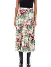 Junya Watanabe Flower Pattern Printed Pleated Midi Skirt