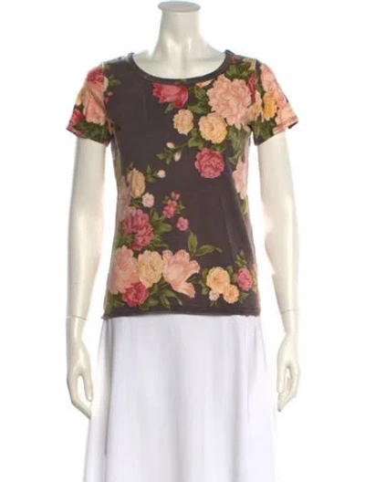 Pre-owned Junya Watanabe Floral Print Bateau Neckline T-shirt In Multi