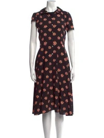 Pre-owned Junya Watanabe Floral Print Knee-length Dress In Black