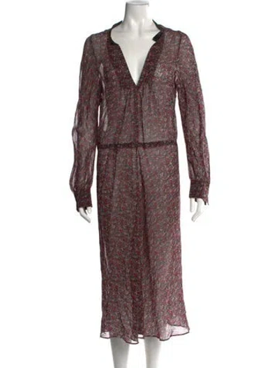 Pre-owned Junya Watanabe Floral Print Long Dress In Multi