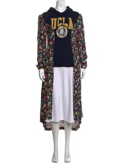 Pre-owned Junya Watanabe Floral Print Long Dress In Multicolor