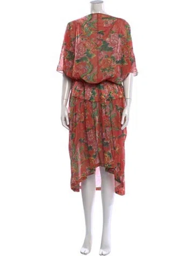 Pre-owned Junya Watanabe Floral Print Long Dress In Pink