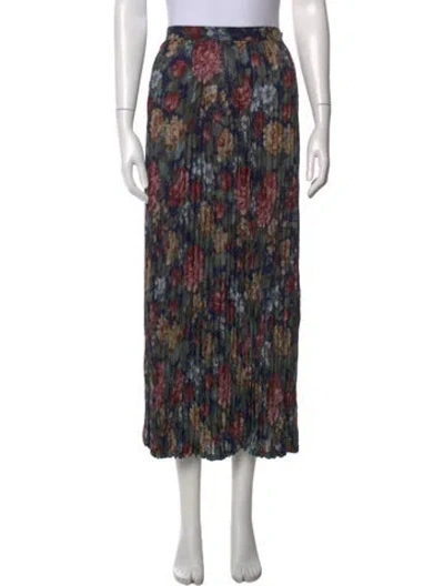 Pre-owned Junya Watanabe Floral Print Long Skirt In Green