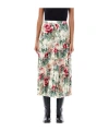 Junya Watanabe Flower Pattern Printed Pleated Midi Skirt In Multicolor
