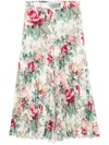 Junya Watanabe Flower Pattern Printed Pleated Midi Skirt In Multi
