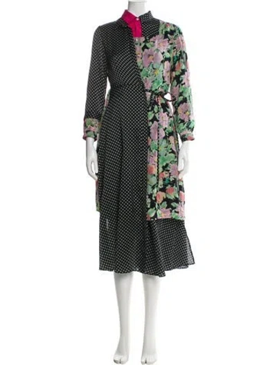 Pre-owned Junya Watanabe Floral Print Midi Length Dress In Black