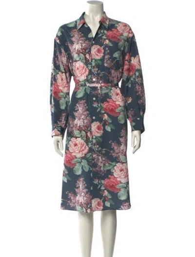 Pre-owned Junya Watanabe Floral Print Midi Length Dress In Red