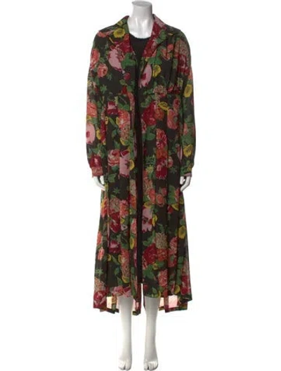 Pre-owned Junya Watanabe Floral Print Midi Length Dress W/ Tags In Black