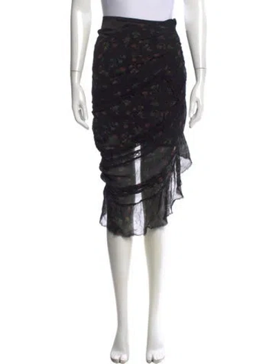 Pre-owned Junya Watanabe Floral Print Midi Length Skirt In Black