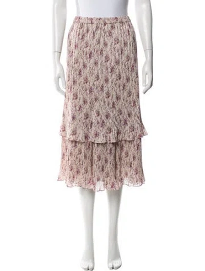 Pre-owned Junya Watanabe Floral Print Midi Length Skirt In Blue