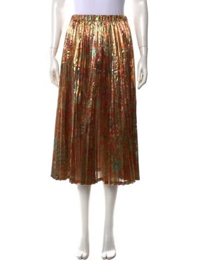 Pre-owned Junya Watanabe Floral Print Midi Length Skirt In Orange