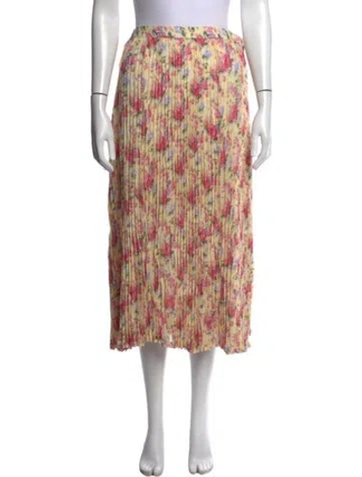 Pre-owned Junya Watanabe Floral Print Midi Length Skirt In Pink