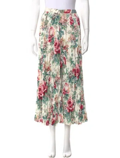 Pre-owned Junya Watanabe Floral Print Midi Length Skirt In White