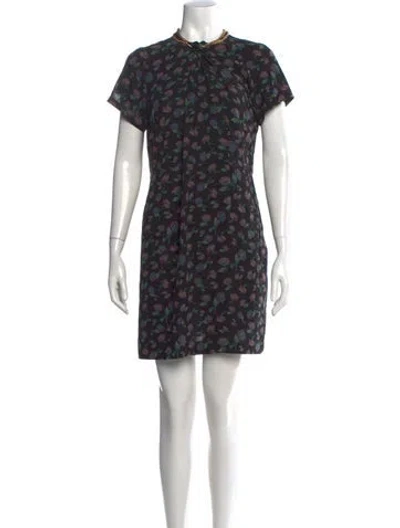 Pre-owned Junya Watanabe Floral Print Mini Dress In Black