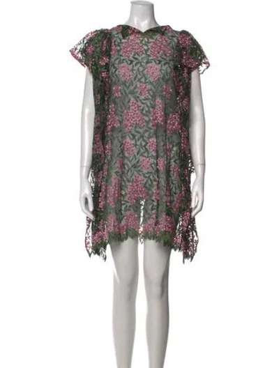 Pre-owned Junya Watanabe Floral Print Mini Dress In Black