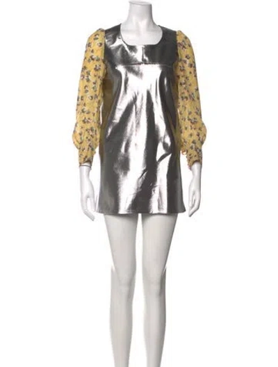 Pre-owned Junya Watanabe Floral Print Mini Dress In Yellow
