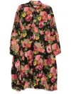 Junya Watanabe Flower Pattern Printed Shirt Dress In Black