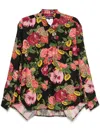 Junya Watanabe Flower Pattern Printed Shirt In Black