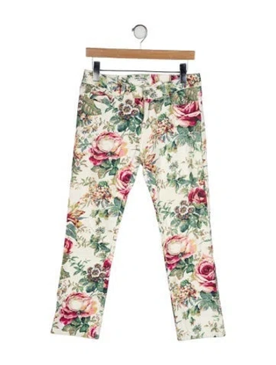 Pre-owned Junya Watanabe Floral Print Straight Leg Pants In Green