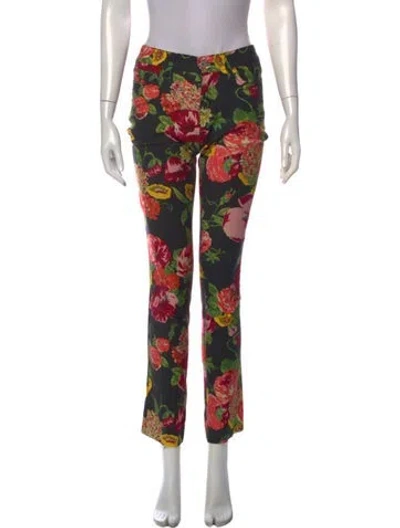 Pre-owned Junya Watanabe Floral Print Straight Leg Pants In Multi