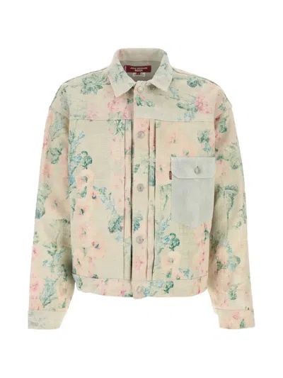 Junya Watanabe Floral-print Embroidered Jacket In Neutral
