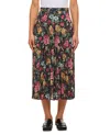 Junya Watanabe Flower Pattern Printed Pleated Midi Skirt