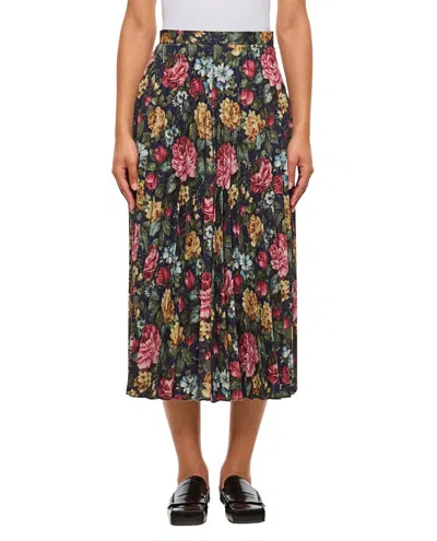 JUNYA WATANABE FLOWER PATTERN PRINTED PLEATED MIDI SKIRT