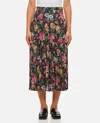 Junya Watanabe Flower Pattern Printed Pleated Midi Skirt In Multi