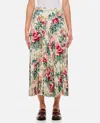 Junya Watanabe Flower Pattern Printed Pleated Midi Skirt In White