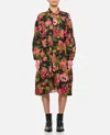 Junya Watanabe Flower Pattern Printed Shirt Dress In Black