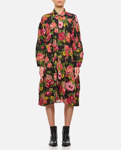 Junya Watanabe Flower Pattern Printed Shirt Dress In Multicolor