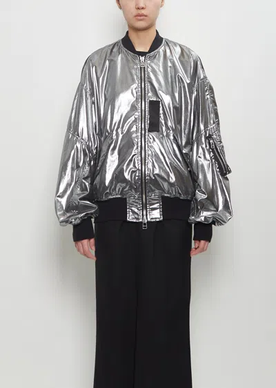 Junya Watanabe Foiled Cotton Bomber Jacket In Silver