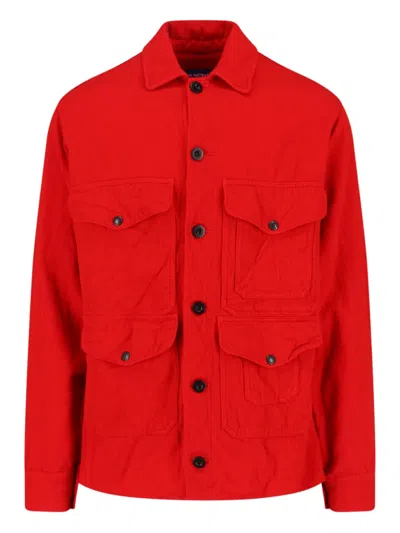 Junya Watanabe Front-pocket Buttoned Shirt Jacket In Red