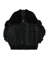 Junya Watanabe Fur Detailed Zip-up Coat In Black