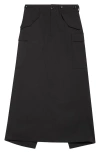 Junya Watanabe Black Gabardine Maxi Skirt In Black