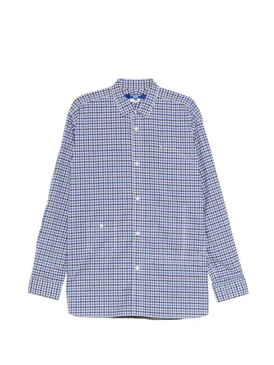 Junya Watanabe Gingham-check Panelled Shirt In Blue