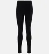 Junya Watanabe Glitter Velvet Leggings In Black