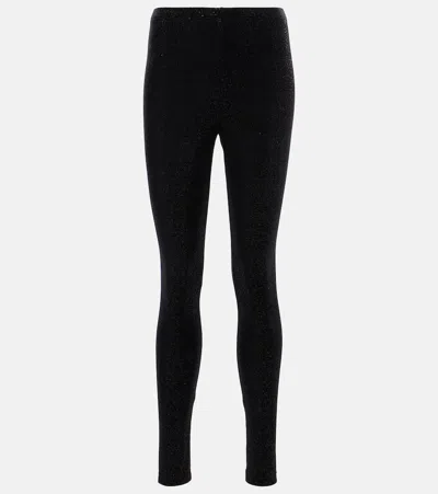Junya Watanabe Glitter Velvet Leggings In Black