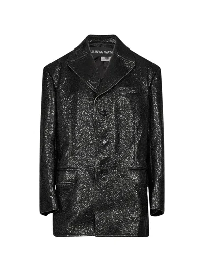 Junya Watanabe Glitter-detailing Single-breasted Coat In Black