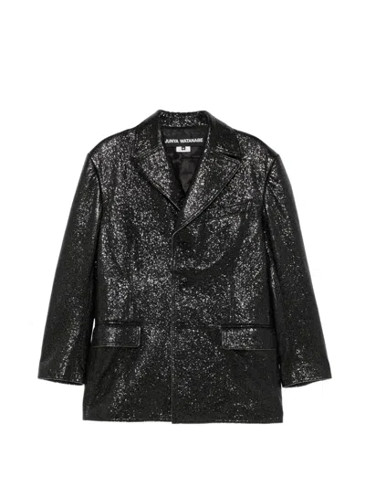 Junya Watanabe Glitter-effect Notched-lapels Blazer In Black