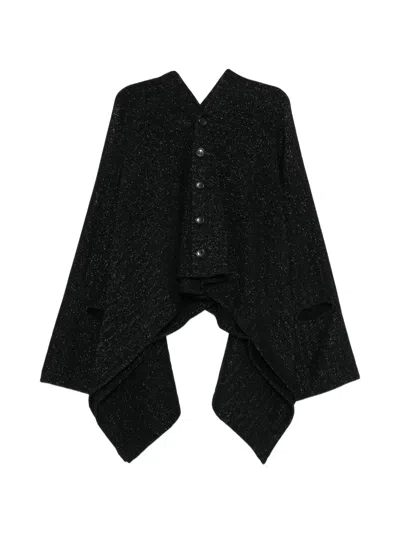 Junya Watanabe Glitter-effect V-neck Cape In Black