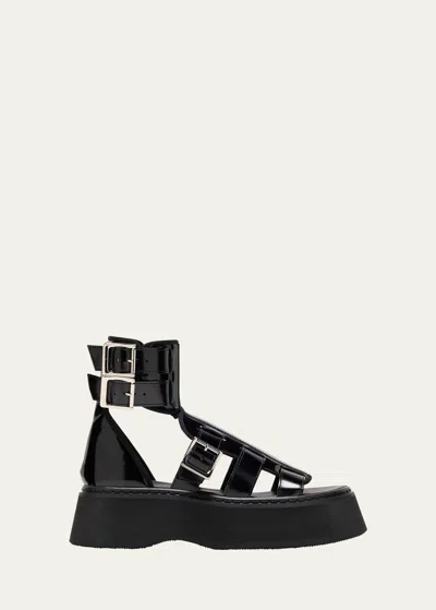 Junya Watanabe Caged Leather Sandals In Black