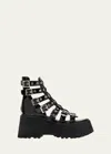 JUNYA WATANABE GLOSSY LEATHER MULTI BUCKLE PLATFORM SANDALS