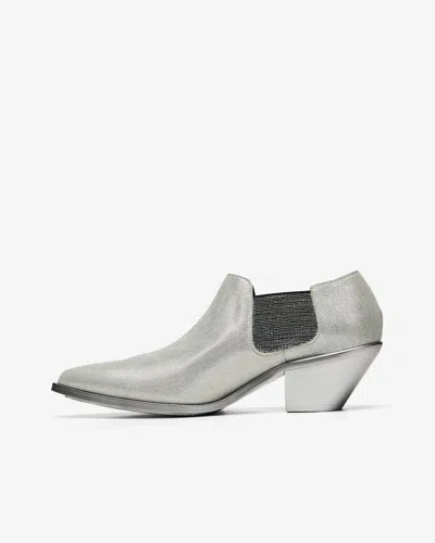 Junya Watanabe Goat Leather Metallic Embossed Heels In Silver